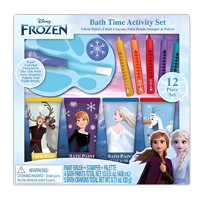 Disney Frozen Bath Time Activity Set – 12 Piece Bath Crayons & Paint Kit for Kids