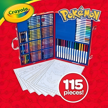 Crayola Pokémon Deluxe Art Case – 115-Piece Coloring & Drawing Set for Kids